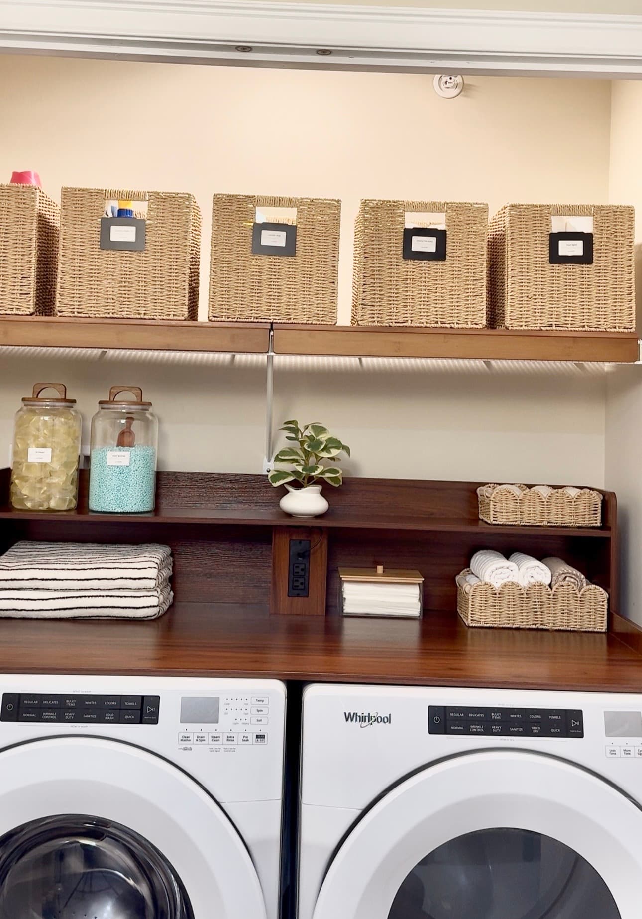 Laundry Room Organization: How I Used the Space Above a Front-Load Washer and Dryer